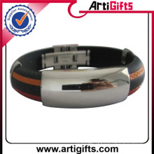 Cheap custom logo woven wristbands with metallic thread